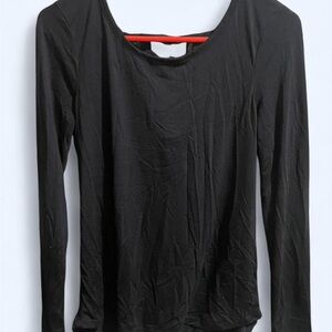 No Boundaries Black Long Sleeve Women's Tee with Lace Back Detailing